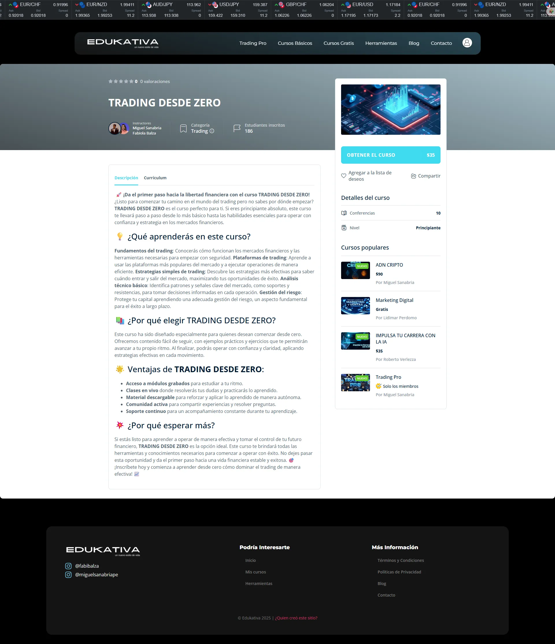 Course detail with pricing tiers and enrollment flow