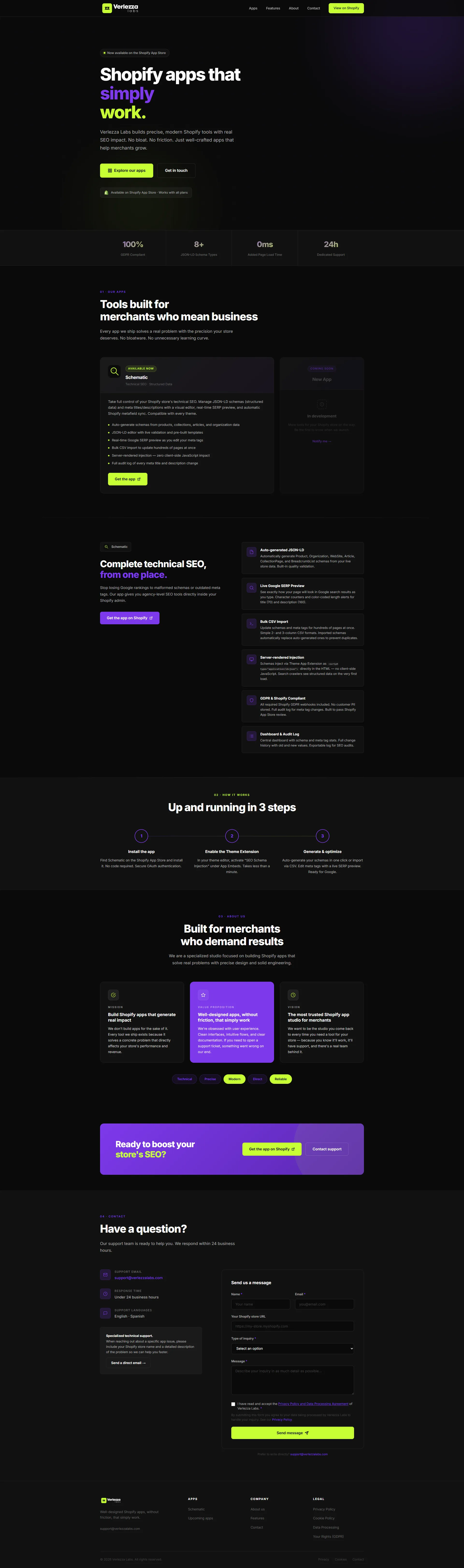 Verlezza Labs — screenshot