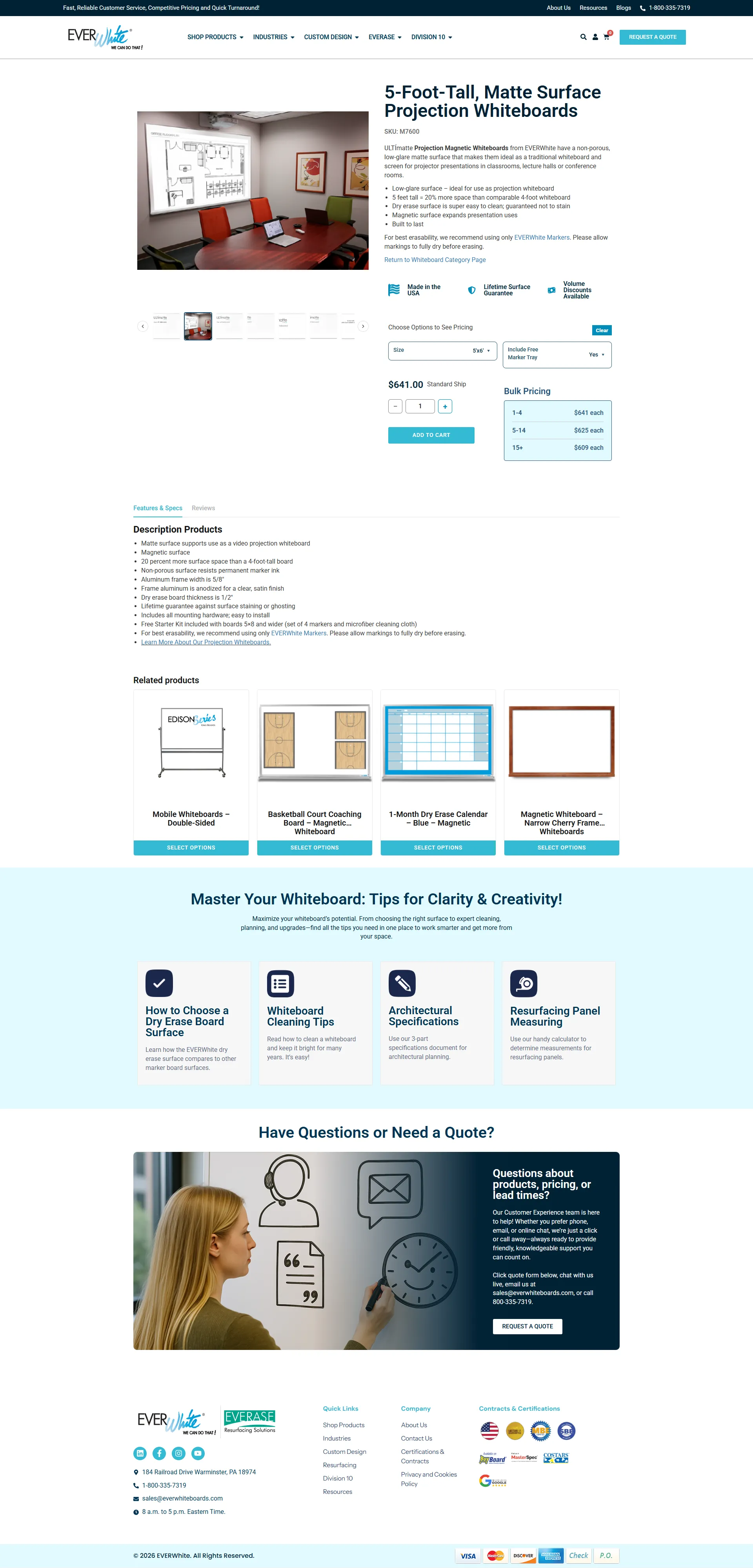 Product detail with custom quote system